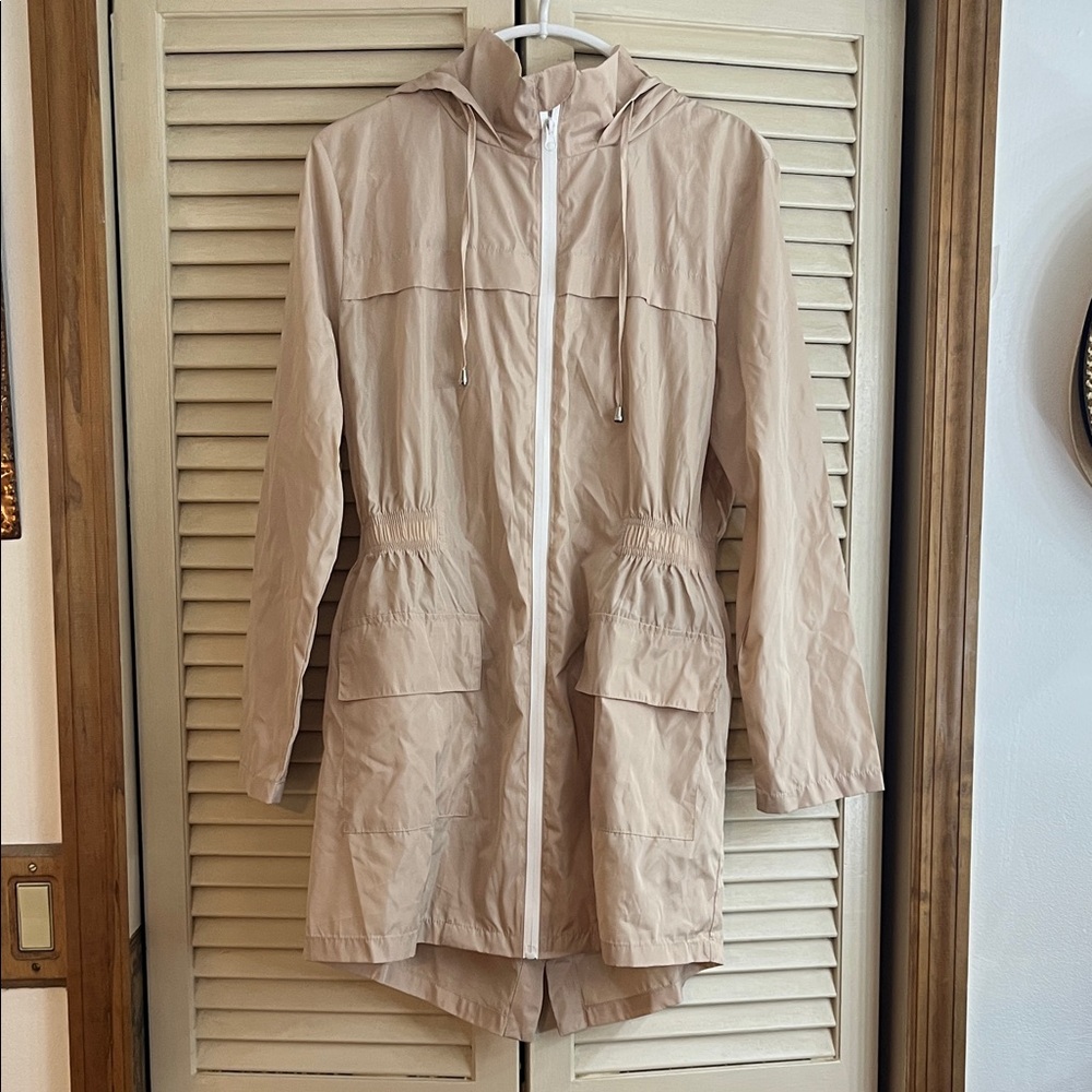 Beige Utility Jacket with Hood